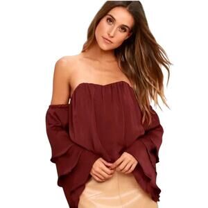 Lulus Burgundy Off Shoulder Top
